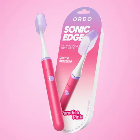 Ordo Sonic Edge Adults Rechargeable Electric Toothbrush, USB-C, 6+ Weeks Battery, 1 Brush Head, Paradise Pink