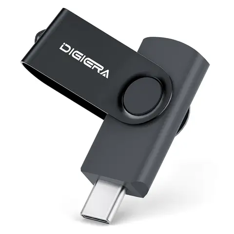 DigiEra USB Flash Drive – 256GB Thumb Drive USB 3.2 Gen 1 Type-C with 140MB/s High-Speed Read, 360° Swivel Design, ABS + Aluminum Compact & Lightweight Body (CUS310)