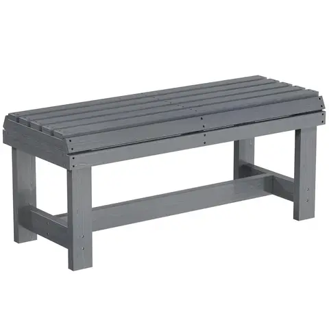 Outsunny Wooden Garden Bench with Slatted Seat Grey