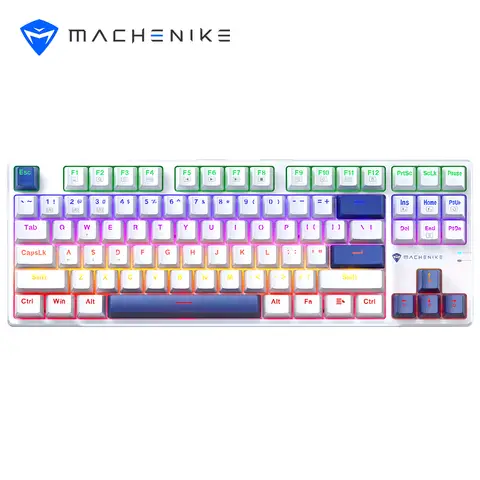 Machenike K500B-B87 75% TKL Mechanische Kabelgebundene Gaming-Tastatur, 87 Tasten Kompakt Hot-Swap-fähig Lineare Rote Schalter mit Nummernblock, Dynamische RGB-Hintergrundbeleuchtung, Anti-Ghosting, Double-Shot PBT-Tastenkappen, Rote Schalter