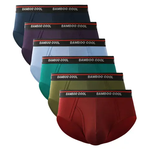 BAMBOO COOL Mens Breathable Soft Underwear Open-fly Classic Briefs Tag-free M (6 Pack)