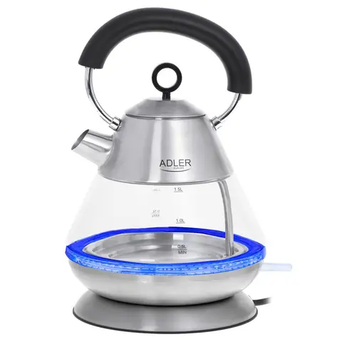 Adler AD 1282 Glas-Wasserkocher 1.5 Liter 1 Stück 2200W STRIX-Steuerung LED-Beleuchtung