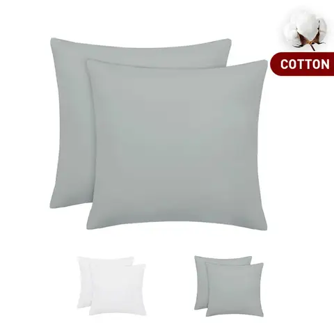 LeBonsoir Basics Lot de 2 taies d’oreiller gris clair - 65 x 65 cm 