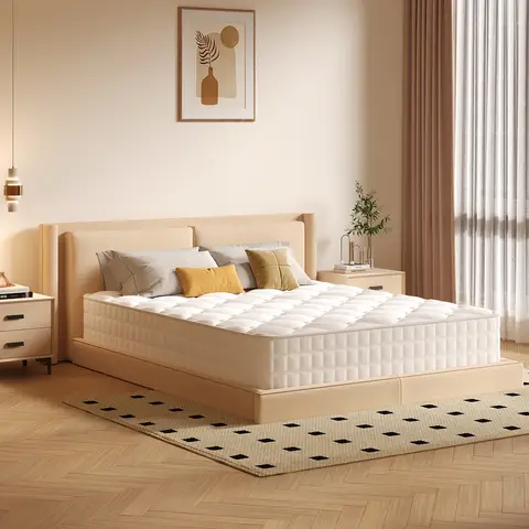 Mattress, 7-zone spring mattress, 140 x 200 cm,22 cm high, orthopaedic mattress, with fitted sheet, 9-sided breathable material, for children and adults