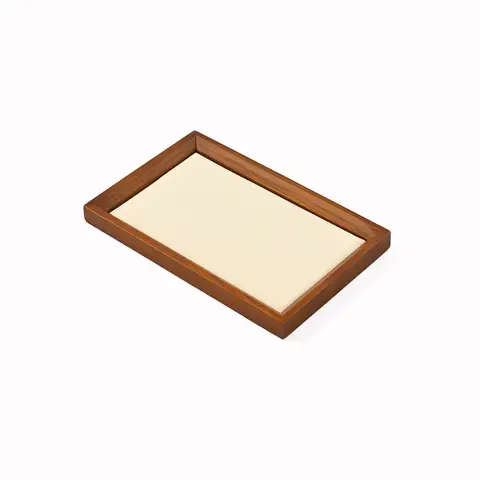Oirlv Wood Square Flat Jewelry Display Organizer Tray Beige Microfiber Blank Tray Jewellery Jewelry Trays Luxury For Drawers Rings Display Earring Necklace Storage Display, 1pcs