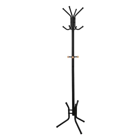SONGMICSHOME  Coat Rack Stand, Coat Tree, Metal Hall Tree, Free Standing, 53.5 x 178 cm, 12 Hooks, for Clothes, Hats, Bags, Black