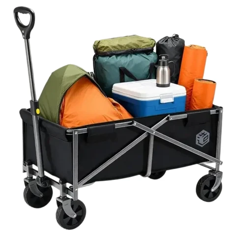 【High-Quality】ochama faltbarer Outdoor-/Camping-Bollerwagen mit integriertem Warenhalter, Campingwagen/Festtagsessen/Einkauf/Obst- und Gemüsekauf/Markttisch, 100 kg Traglast, 70 L Warenkorbinhalt, 140 L Stapelkapazität