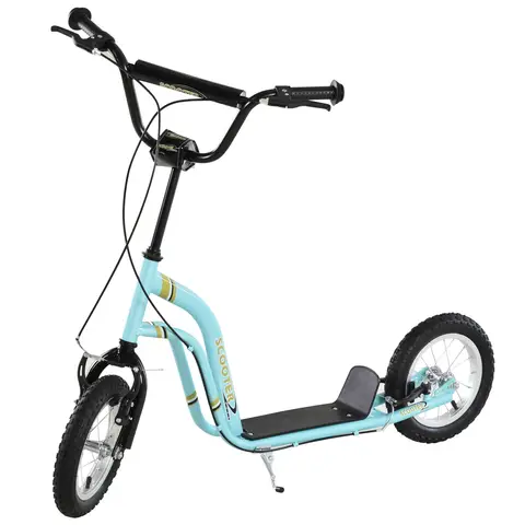 HOMCOM Kids Scooter, Teen Push Scooter with Big Wheels, 85-95cm Adjustable Handlebar Height, Dual Brakes, for Ages 5+ Blue