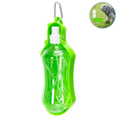 NOBLEZA Tragbare Wasserflasche für Haustiere, L8,5*B8*H23,5 cm, 518 ml, grün