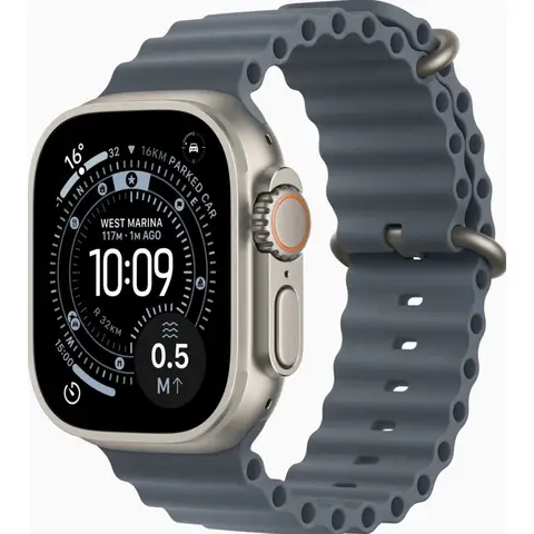 Apple Watch Ultra 3 GPS + mobiel 49 mm - natuurlijk titaniumkastje - bandje: Anchor Blue Ocean