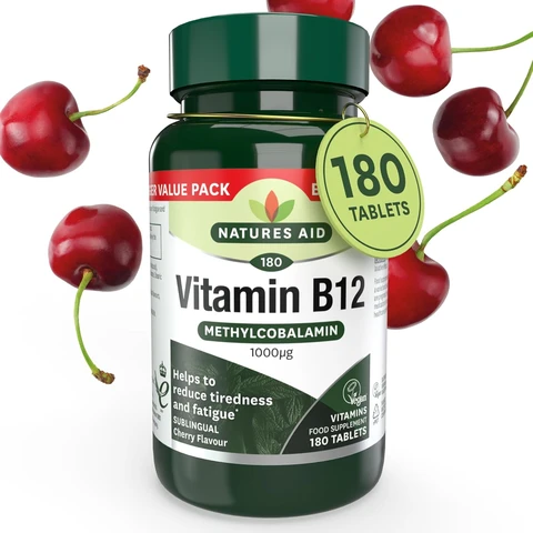 Natures Aid Vitamin B12 Energy Support Tablets 1000mcg - 180 Tablets