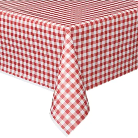 Unique Plastic Table Cover, Red Gingham, 1.37 x 2.74m