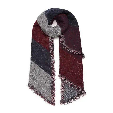  Women Winter Long Soft Warm Check Scarf Large Shawl Wrap Stole Tassel Wool-Like Warmth Red