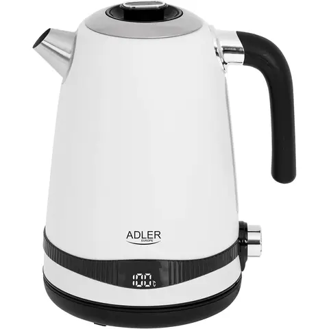 Adler AD 1295w Wasserkocher 1.7 Liter 1 Stück 2200W LCD-Display Temperaturregelung Weiß
