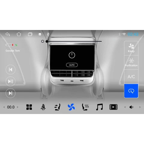 Junsun DW Series kompatibel mit Tesla Model 3/Y Rückseiten-Klimakontrollsystem 7-Zoll Auto-Radio 2GB RAM + 32GB Speicher