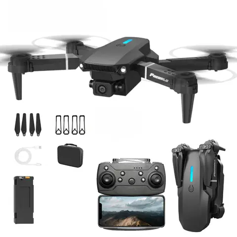 FACEGLE E88 Drohne mit optischer Stabilisierung und barometrischem Druck, leichtem faltbarem Gehäuse, Front-LED-Licht, 360° automatischer Rolle - ideal für Anfänger (FPV Mini-Drohne FPV) (Schwarz)