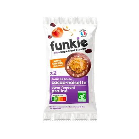 FUNKIE Cœur de boule cacao-noisette avec cœur fondant praliné biologique - 36 g