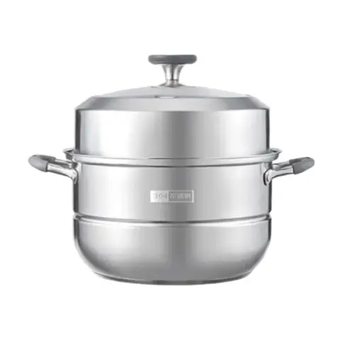ochama Cuiseur vapeur en acier inoxydable 304 - Compatible avec les cuisinières à induction - Double paroi épaisse - 28 cm sans téflon