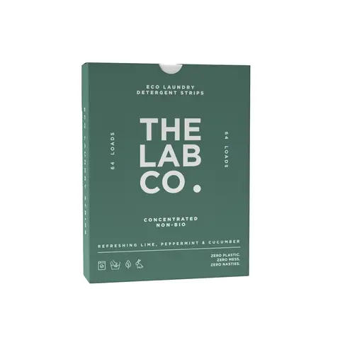 The Lab Co. Laundry Detergent Strips Washing Sheets | Eco Ultra-Concentrated | Non-Bio for Sensitive Skin | Non-Toxic Fragrance | EDC-Free | Lab-Tested | Refreshing Lime Eucalyptus Cucumber | 64 Loads