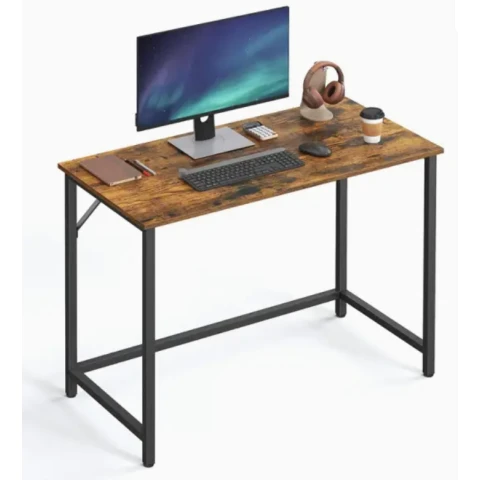 Euziel VASAGLE Bureau, Petit Bureau Informatique, Bureau d'étude, Chambre, 50 x 100 x 76 cm, Design Industriel, Structure en Métal, Marron-Noir Vintage