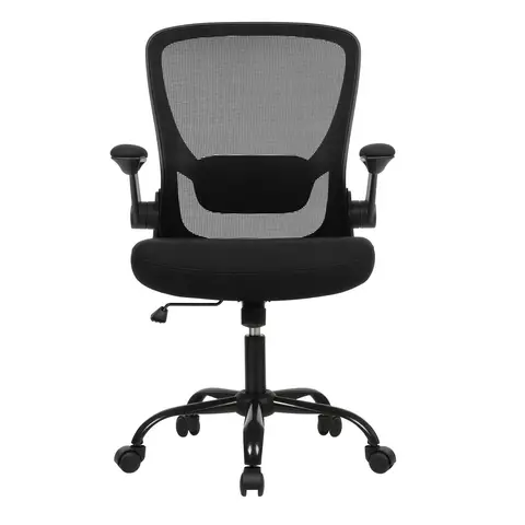 SONGMICSHOME Bürostuhl, ergonomisches Design, Drehstuhl, Meshstuhl, Wippfunktion, große Sitzfläche, schwarz