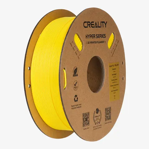 Creality Hyper PLA Filament, Gelb, 1,75 mm, Hochgeschwindigkeit 30–600 mm/s, Formgenauigkeit ±0,02 mm, kompatibel mit den meisten FDM-3D-Druckern, 1 kg (2,2 lbs) Spule