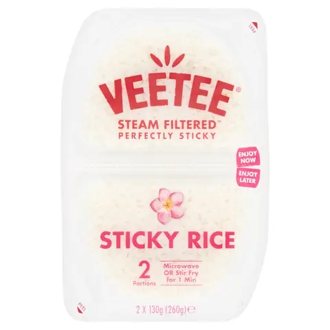 VEETEE Tear & Share Sticky Rice Pots 2 x 130g