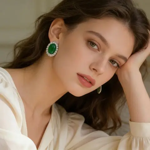 VoxorAI Green Natural Chalcedony Stud Earrings, Stud Earrings, Earrings, Earrings, Earrings All Seasons