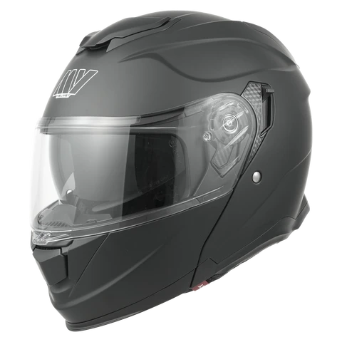 MY Motorcycle Flip-Up Helmet Full Face Helmet 935, ECE 22.06 Certified Modular Helmet with Double Visor for Men and Women - Matte Black - XL
