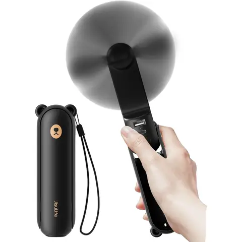 JISULIFE Mini Handheld Fan F8X, 4500mAh Powerbank [max 37Hrs Runtime], Pocket Portable, 3 Speeds, Gifts for Women/Men/Kids, Black