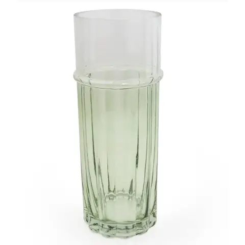 Candlelight Vase Two Tone Glass Green/Clear H:30cm