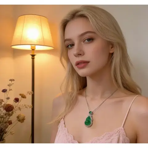 VoxorAI emerald natural chalcedony necklace and pendant for all seasons