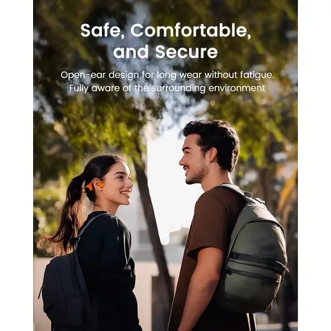 Mojawa Aerra Bone Conduction Sport Headphones, IP67 Waterproof Workout Earphones, Open-Ear, Wireless Bluetooth with Mic, Secure and Comfortable for Running and Cycling, Black