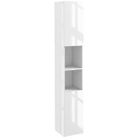 kleankin High Gloss Bathroom Cabinet, Free Standing Storage Cupboard with Doors and Adjustable Shelves, White