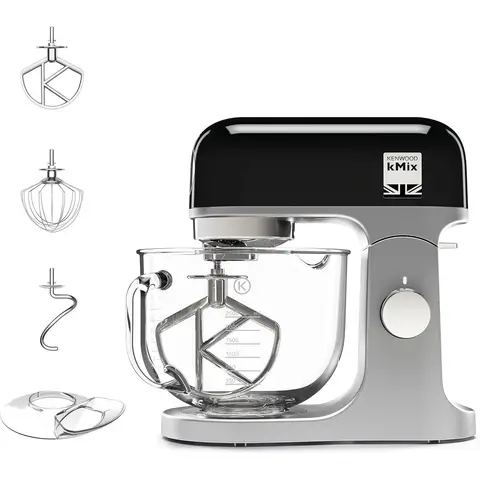 Kenwood Kmix Stand Mixer - 5L Capacity, Black, 1000W Motor, K-Beater, Balloon whisk and Dough Hook Included, Smart Spped Control, KMX754BK