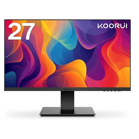 KOORUI 27 Zoll Monitor, Full HD (1920x1080), 75Hz, VA, 5ms, Augenpflege, Rahmenlos, Blaulichtfilter, HDMI, VGA, VESA 75x75