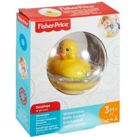 Fisher-Price WaterMates Entchenball, Lustige Ente in Kugel mit Konfetti, Babyspielzeug, Spielball, Badewannenspielzeug, ab 3 Monaten, 75676