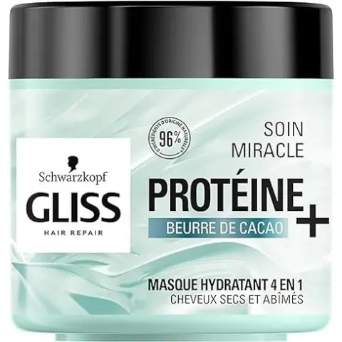 Schwarzkopf - Gliss 4-in-1 Feuchtigkeitsmaske - Trockenes und beschädigtes Haar - Haarpflege - 96% Inhaltsstoffe natürlichen Ursprungs - 400ml