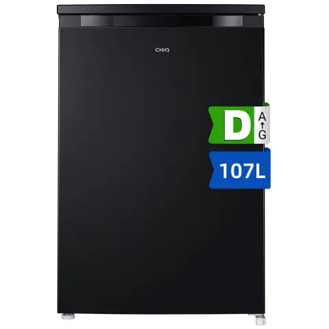 CHiQ Fridge Freezer 107L Under Counter, 4 stars Ice-Box, 84.5cm Height，56cm Depth, Manual Defrost,Low-noise, 39dB,Black,Enegy Saving Rated D [Energy Class D] CTT107BDU