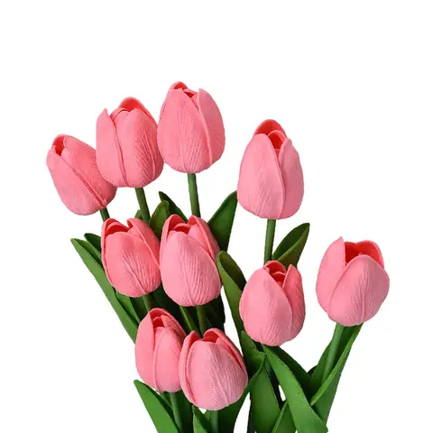 Wei's Moment 7Pcs Artificial Tulips Flowers 
Fake Flowers Latex Tulips Real Touch for Party Home Wedding Decoration and DIY Decor, Multicolor Pink