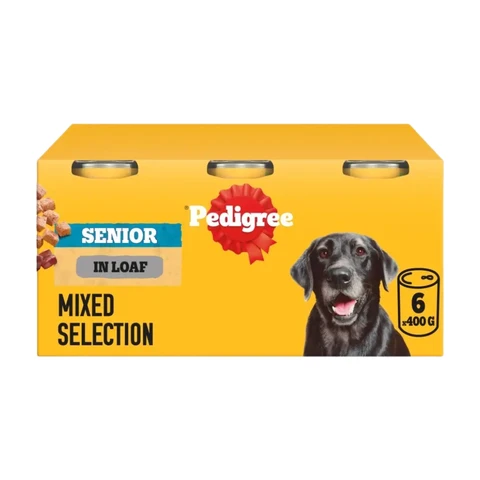 Pedigree Senior Wet Dog Food Mixed Selection in Loaf 6 x 400g Cans
