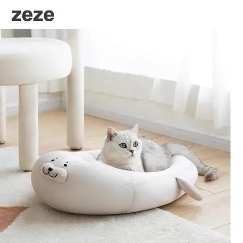 ZEZE Seal Shaped Pet Bed, ABEBE Toy Design, Soft Warm, for Cats and Dogs 60*40*22 cm