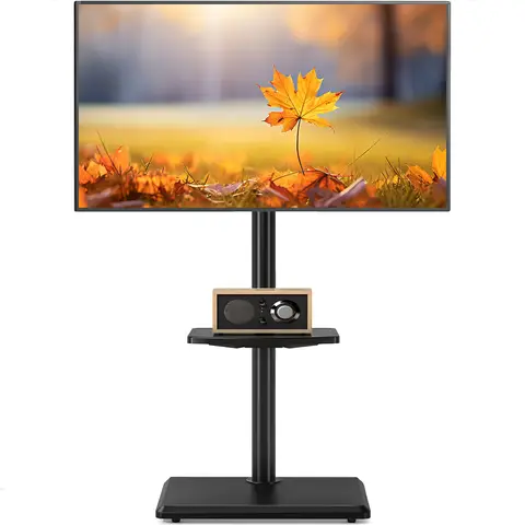 5Rcom Universal Swivel TV Floor Stand with Mount for 32-55 Inch TVs up to 40 kgs, Height Adjustable TV Stand,Max VESA 400x400mm (Black)