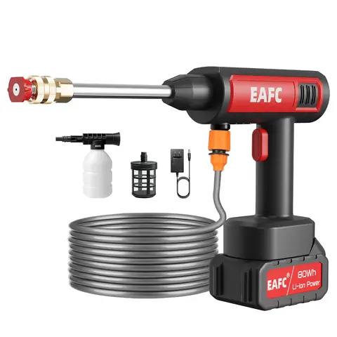 EAFC Portable Cordless High Pressure Washer, Extra Large Capacity Battery Electric Car Washing Water Gun with Foam Sprayer, Adjustable Nozzle Portable Handheld Spray Gun for Car, Home, Floor, Bathroom, Watering