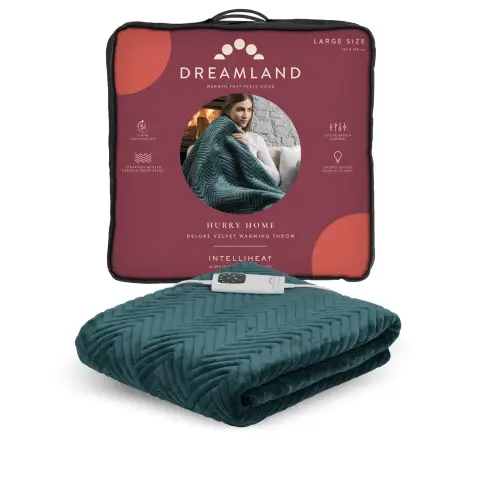 Dreamland HurryHome Warming Throw-Green 160X120