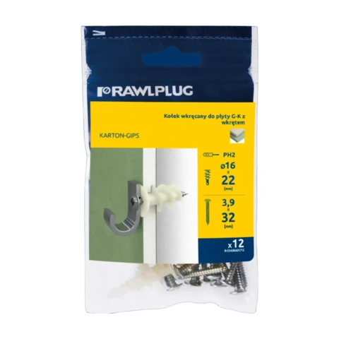 RAWLPLUG Nylon Self-Drill Plasterboard Fixing Pack of 12