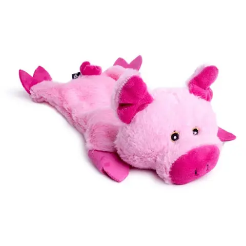 Petface Buddies Crinkle Flat Pig Plush Dog Toy