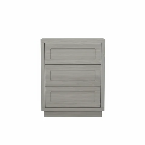 Caldion Nachttisch mit 3 Schubladen, 60x40x76 cm, moderner Beistelltisch in Hafergrau, MDF, mit Griffmulden