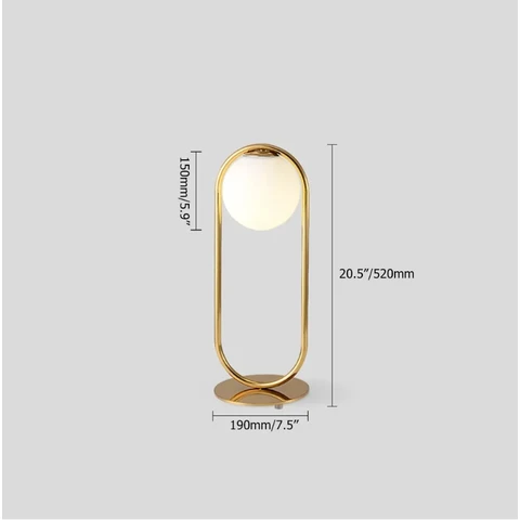 Homary Gold Metal White Glass Globe Table Lamp LED for Bedroom