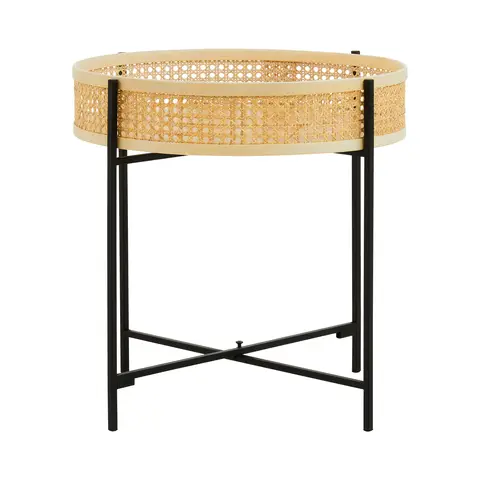 Interiors by Premier Side Table Depok Round Rattan/Black